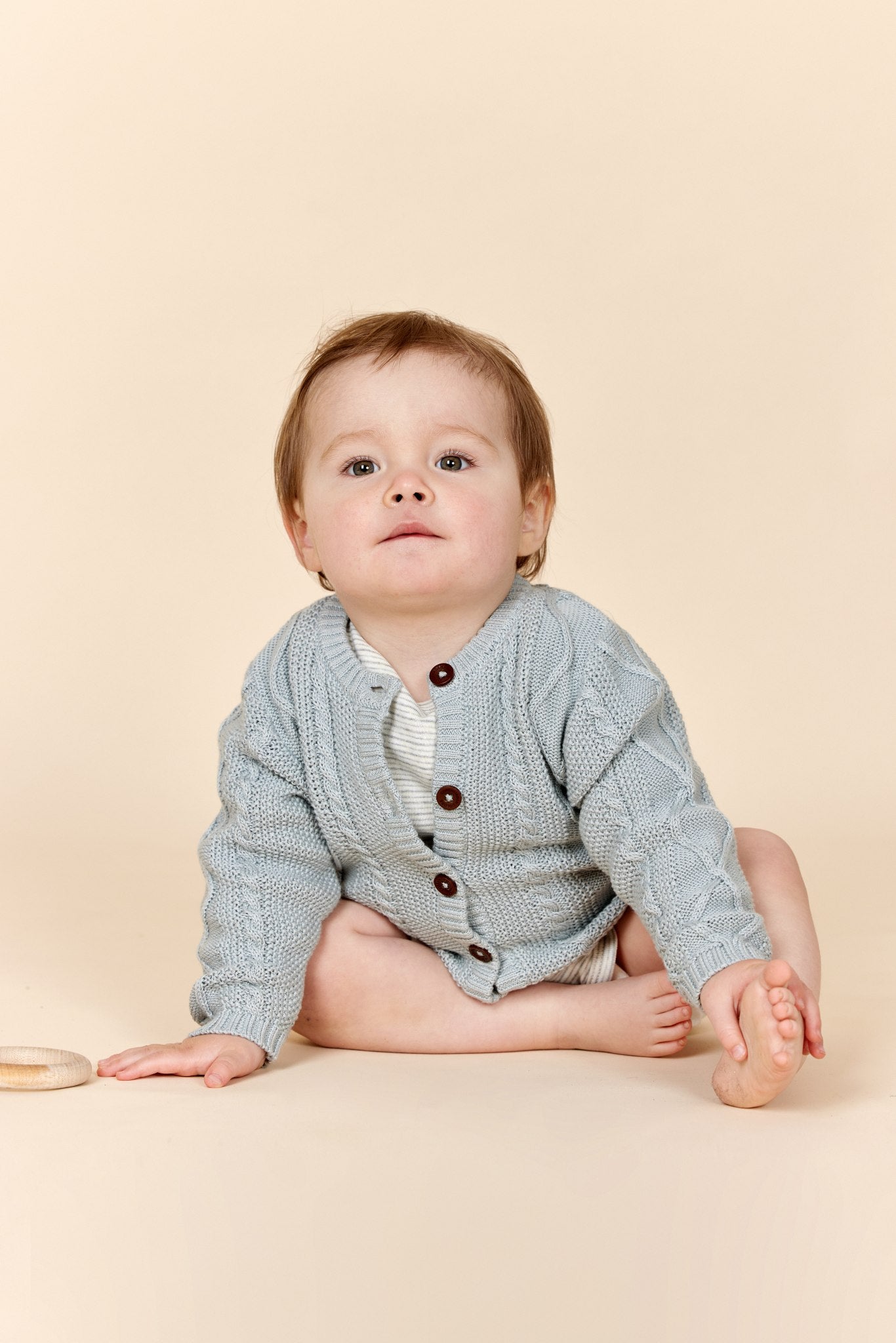 KNITTED CARDIGAN - DUSTY BLUE