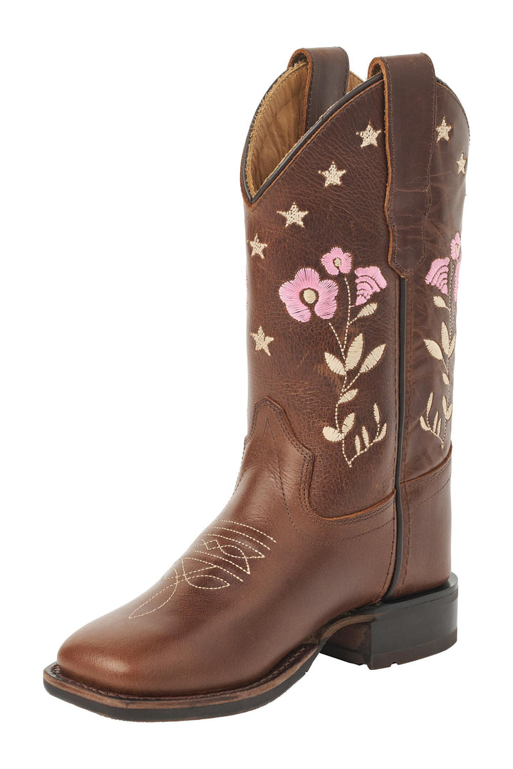 Flower Cowboy Boot - Dk. Brown
