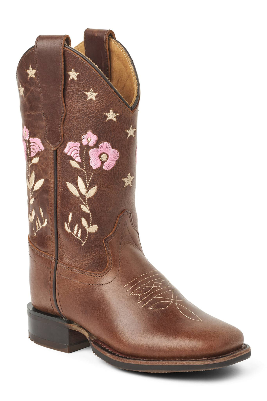 Flower Cowboy Boot - Dk. Brown
