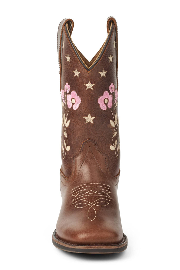 Flower Cowboy Boot - Dk. Brown