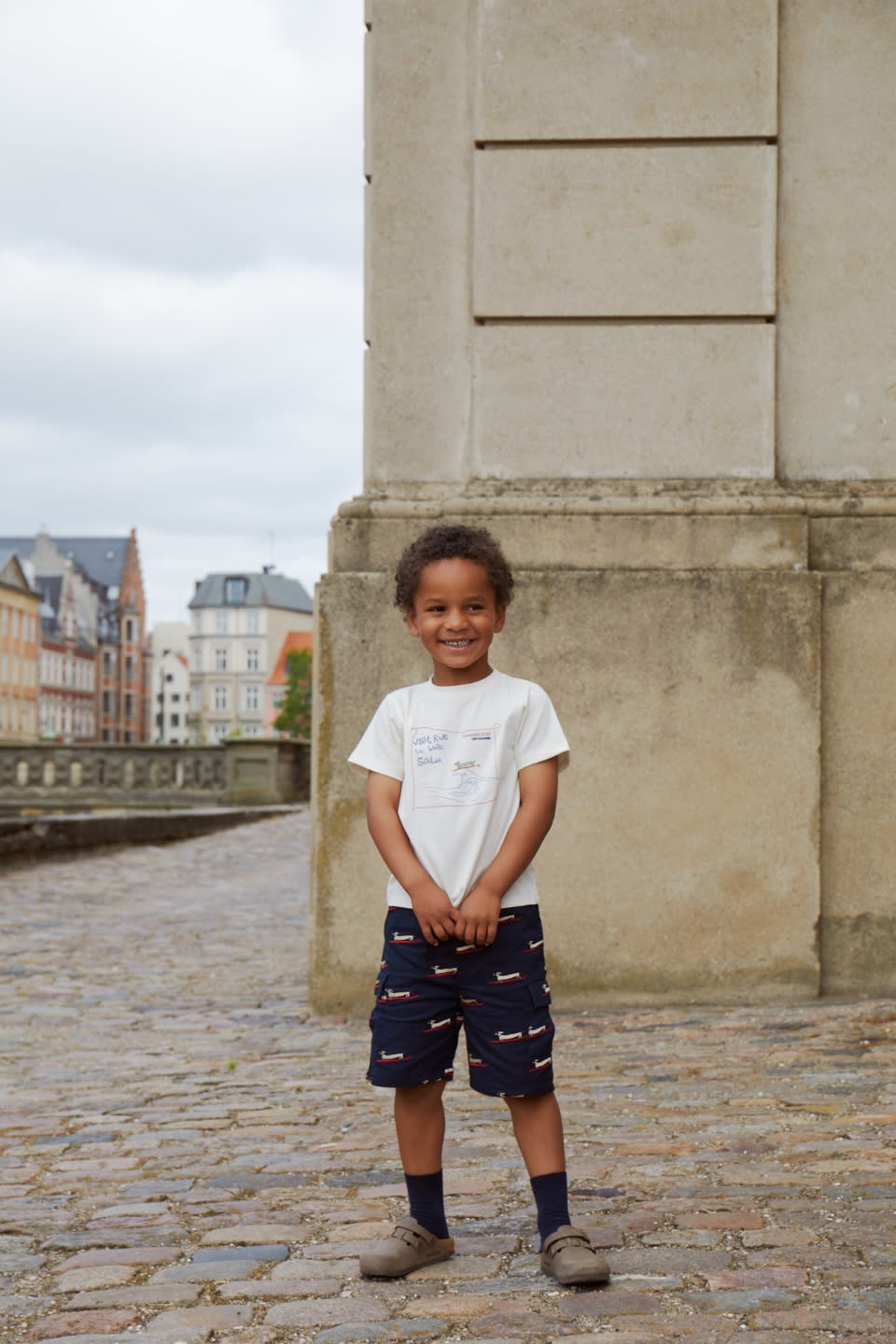 TWILL SHORTS W POCKETS AND EMBROIDERY - NAVY W SURFING DOG