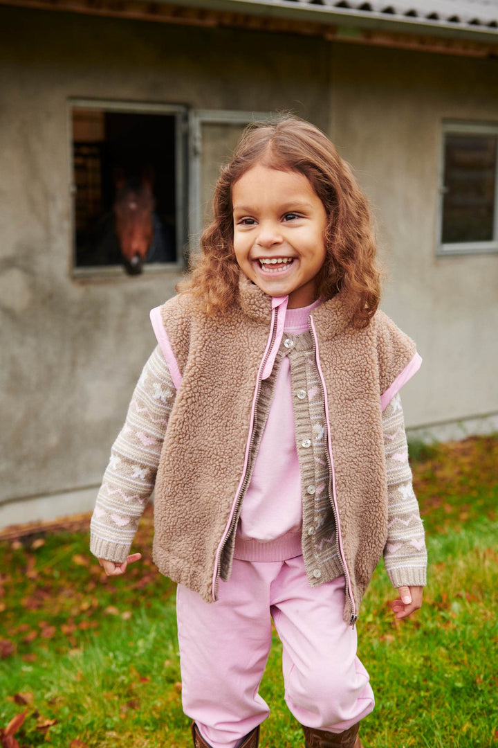 CASHMERE PATTERN CARDIGAN - SAND COMB.