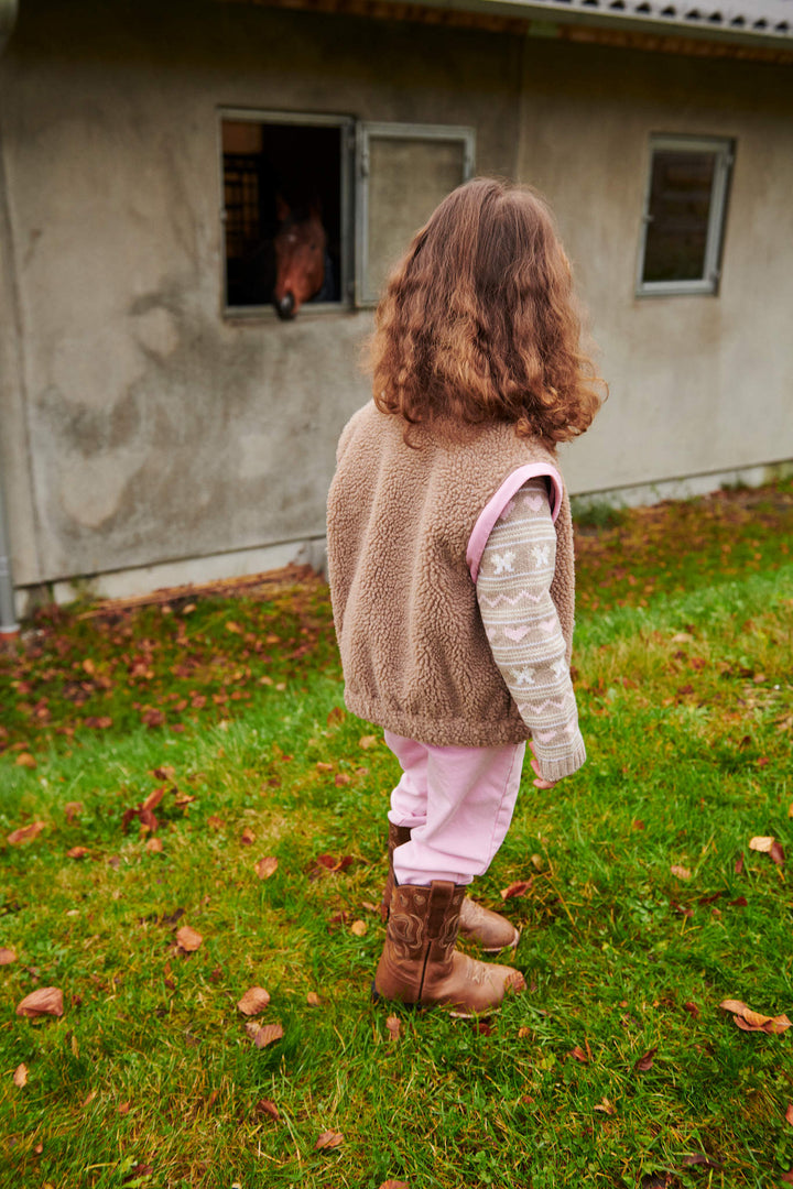 TEDDY JACKET W. REMOVABLE SLEEVES - NATURAL/PINK COMB.