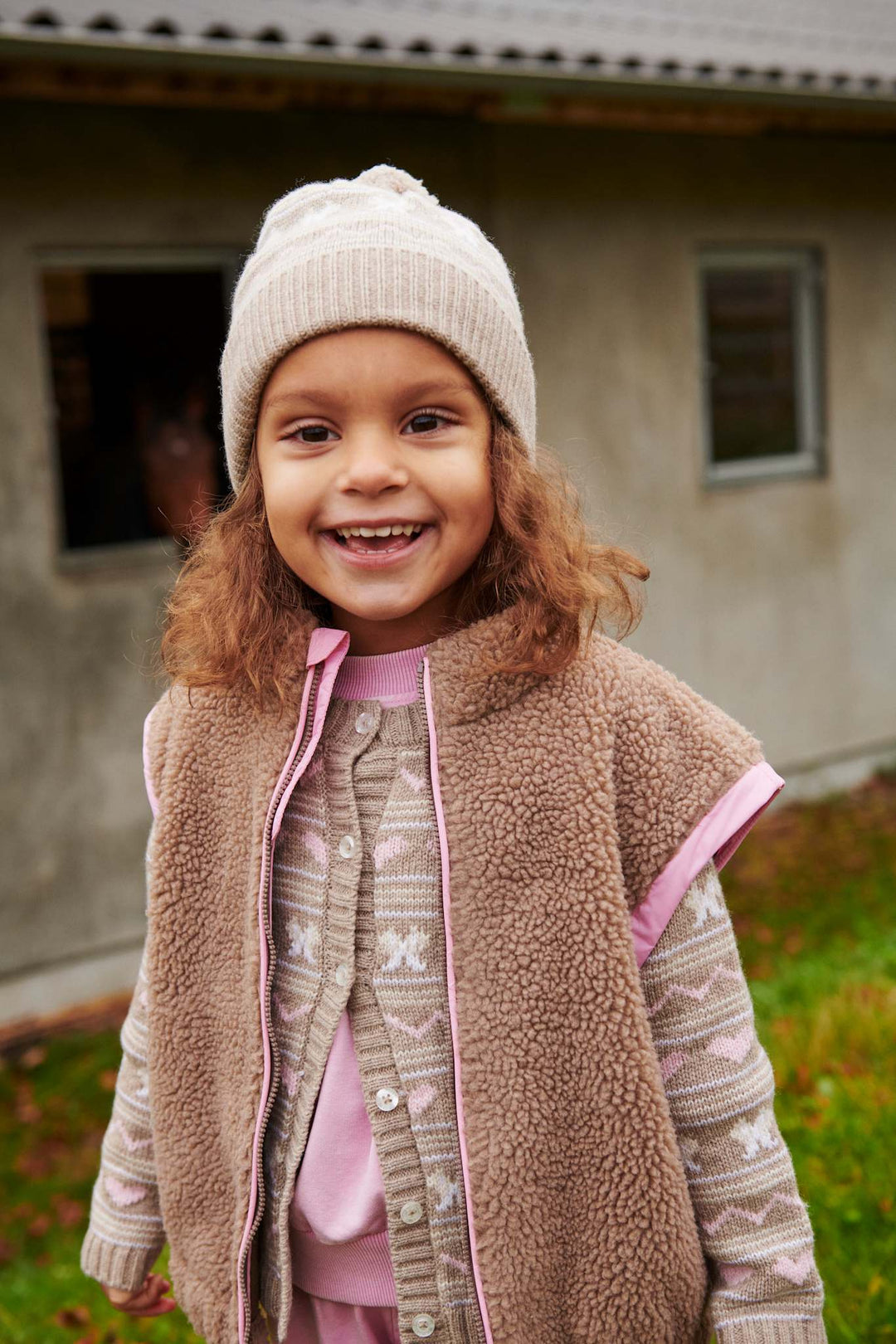 CASHMERE PATTERN CARDIGAN - SAND COMB.