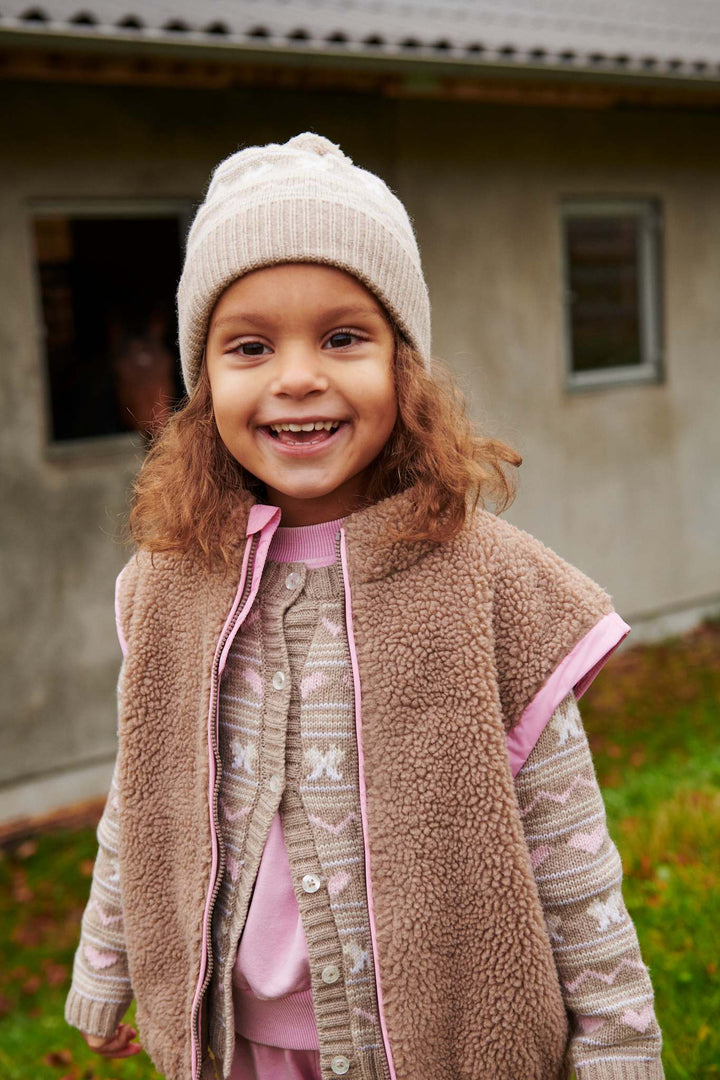 CASHMERE PATTERN CARDIGAN - SAND COMB.