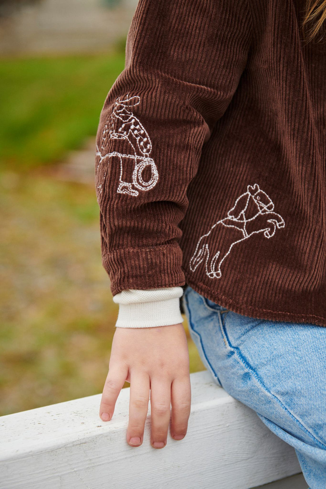 CORDUROY OVERSHIRT W. EMB. - DK BROWN COMB