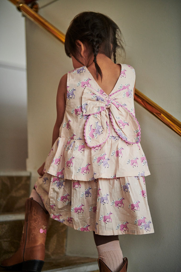 UNICORN DRESS W. RUFFLE & BOW - UNICORN COMB