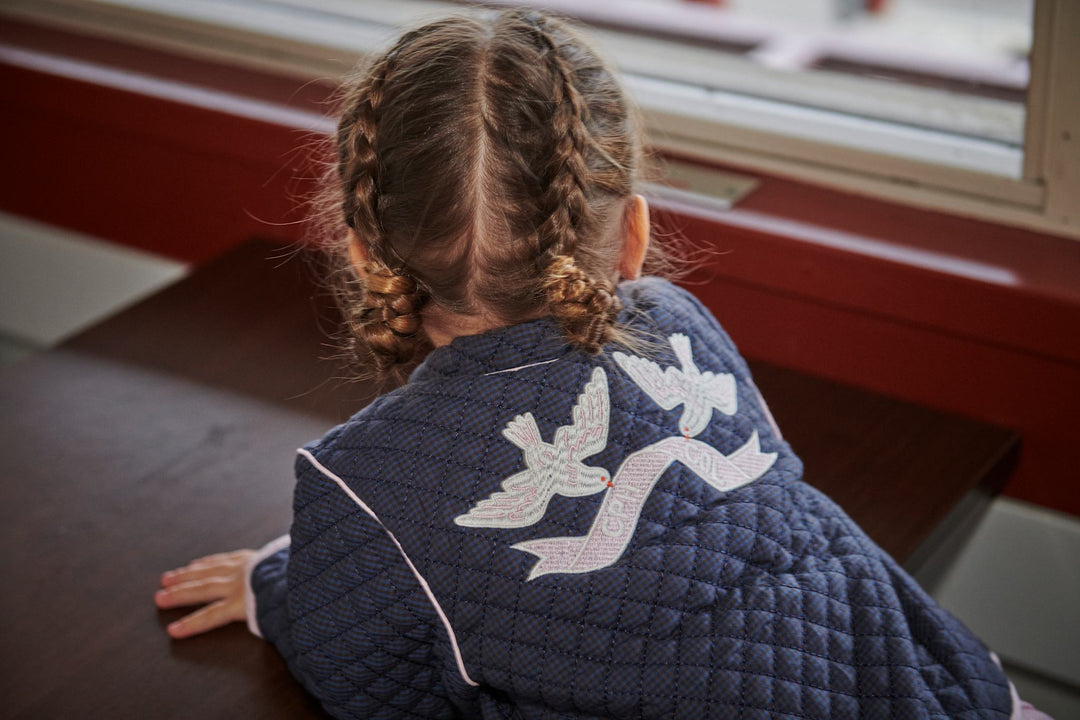 CHECKERED QUILTED JACKET W. EMB. - BROWN BLUE CHECK COMB