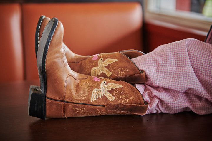 LIMITED COWBOY BOOTS - COGNAC DOVE - COGNAC