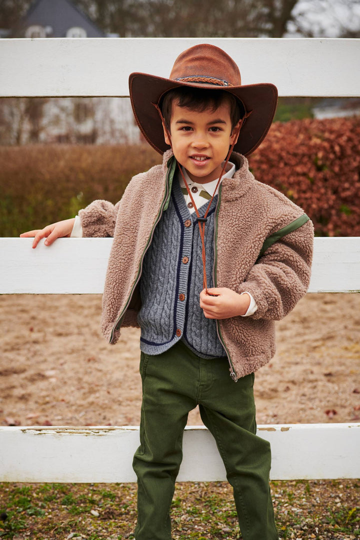 TEDDY JACKET W. REMOVABLE SLEEVES - NATURAL/GREEN COMB.