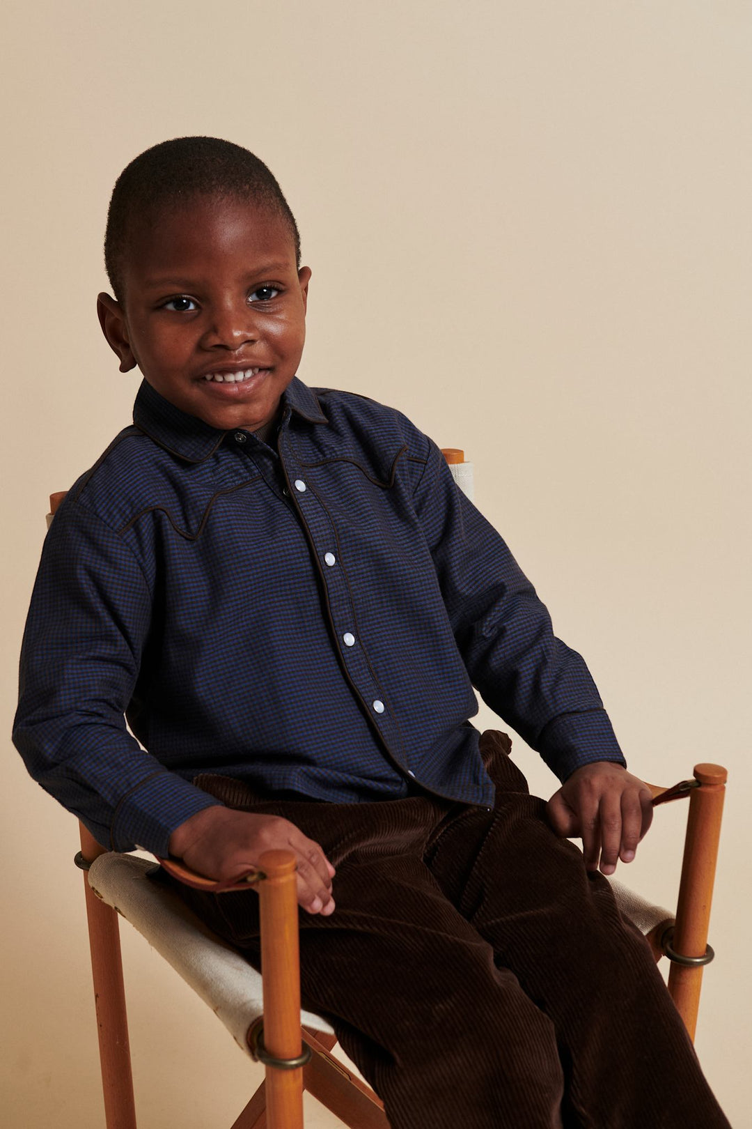 CHECKERED COWBOY SHIRT - BROWN BLUE CHECK COMB