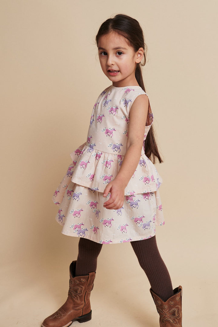 UNICORN DRESS W. RUFFLE & BOW - UNICORN COMB