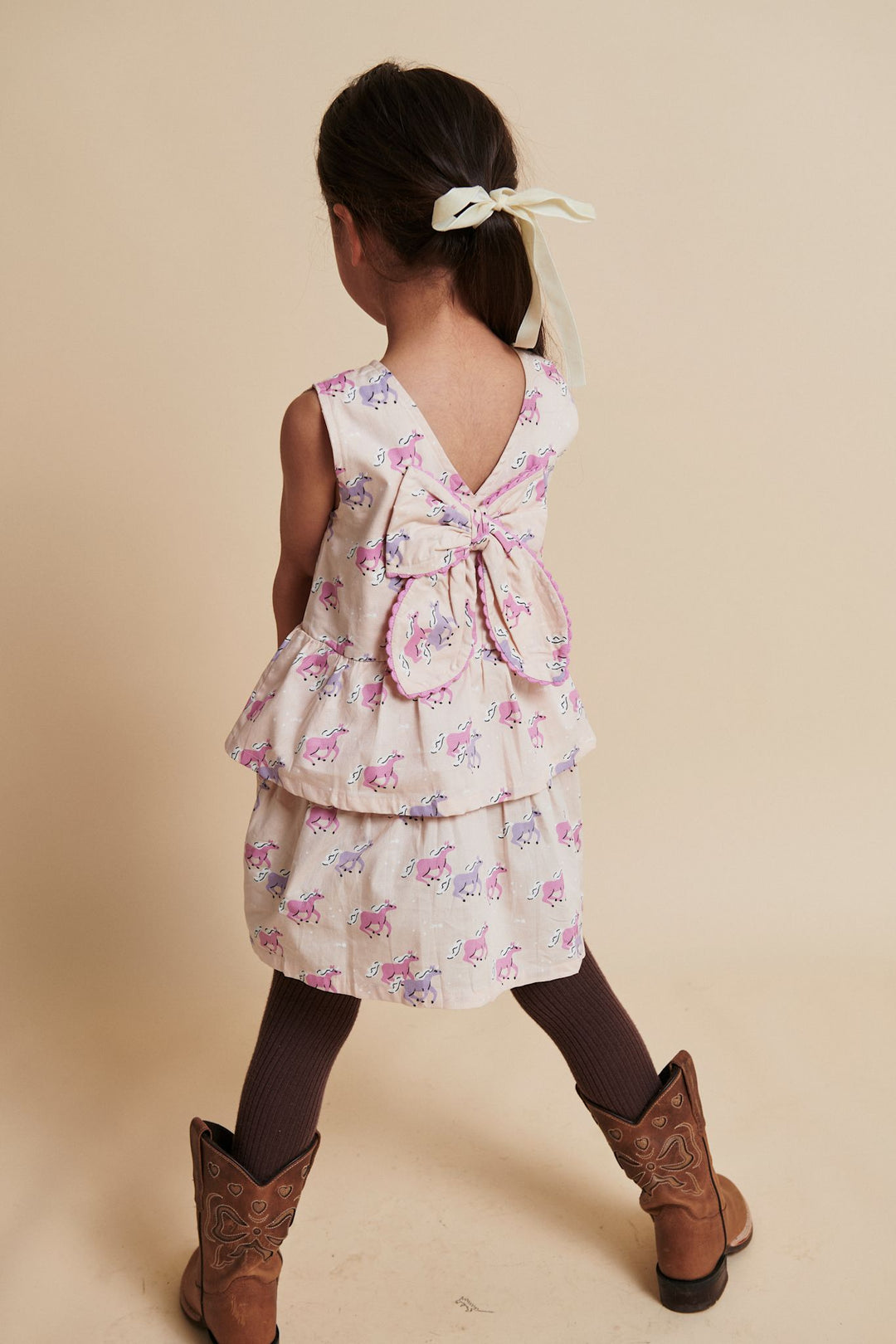 UNICORN DRESS W. RUFFLE & BOW - UNICORN COMB
