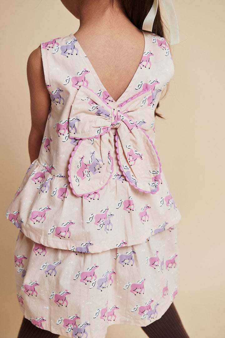UNICORN DRESS W. RUFFLE & BOW - UNICORN COMB