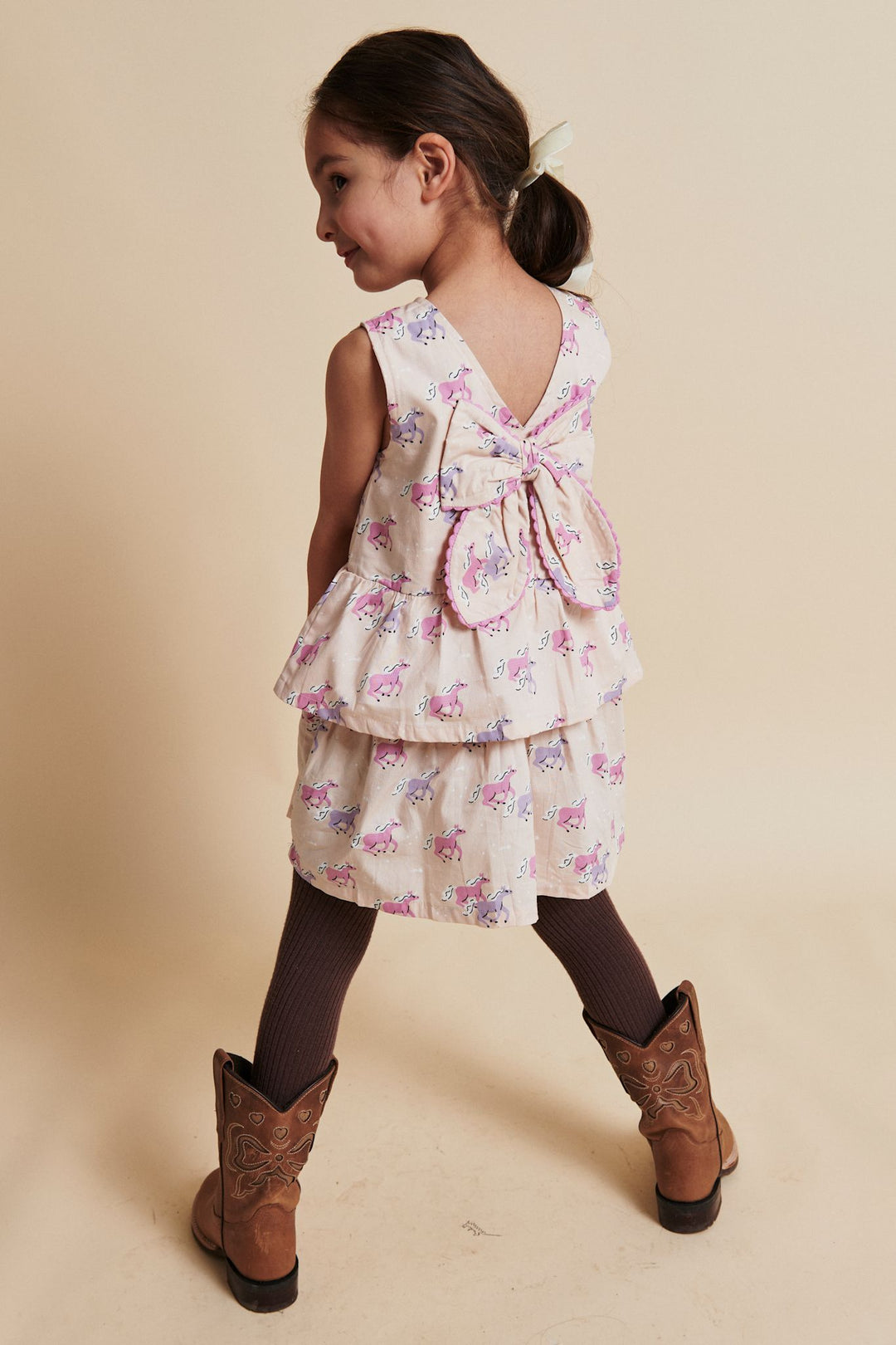 UNICORN DRESS W. RUFFLE & BOW - UNICORN COMB