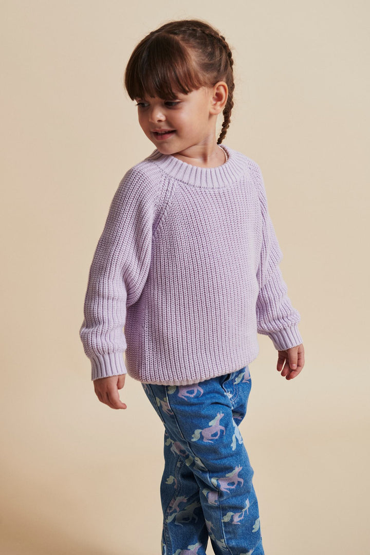 KNITTED CLASSIC RIB BLOUSE - LAVENDER
