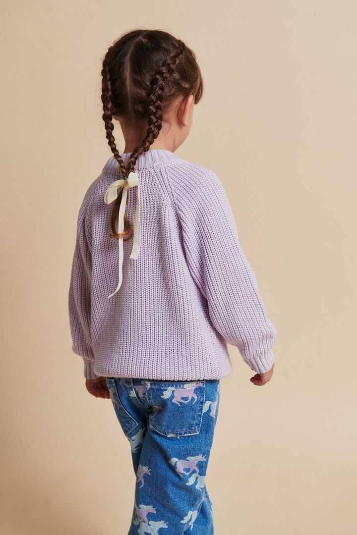 KNITTED CLASSIC RIB BLOUSE - LAVENDER