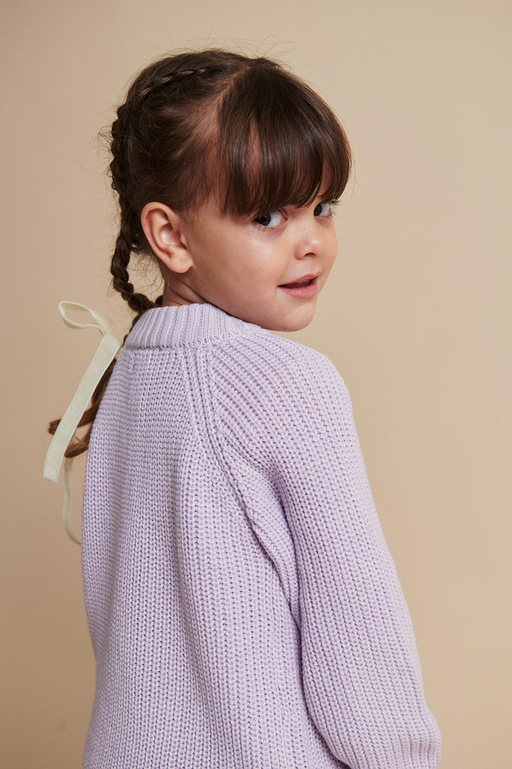 KNITTED CLASSIC RIB BLOUSE - LAVENDER