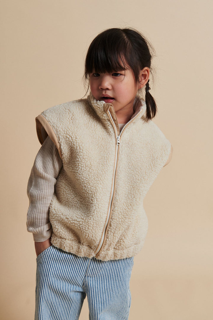 TEDDY JACKET W. REMOVABLE SLEEVES - CREAM COMB.