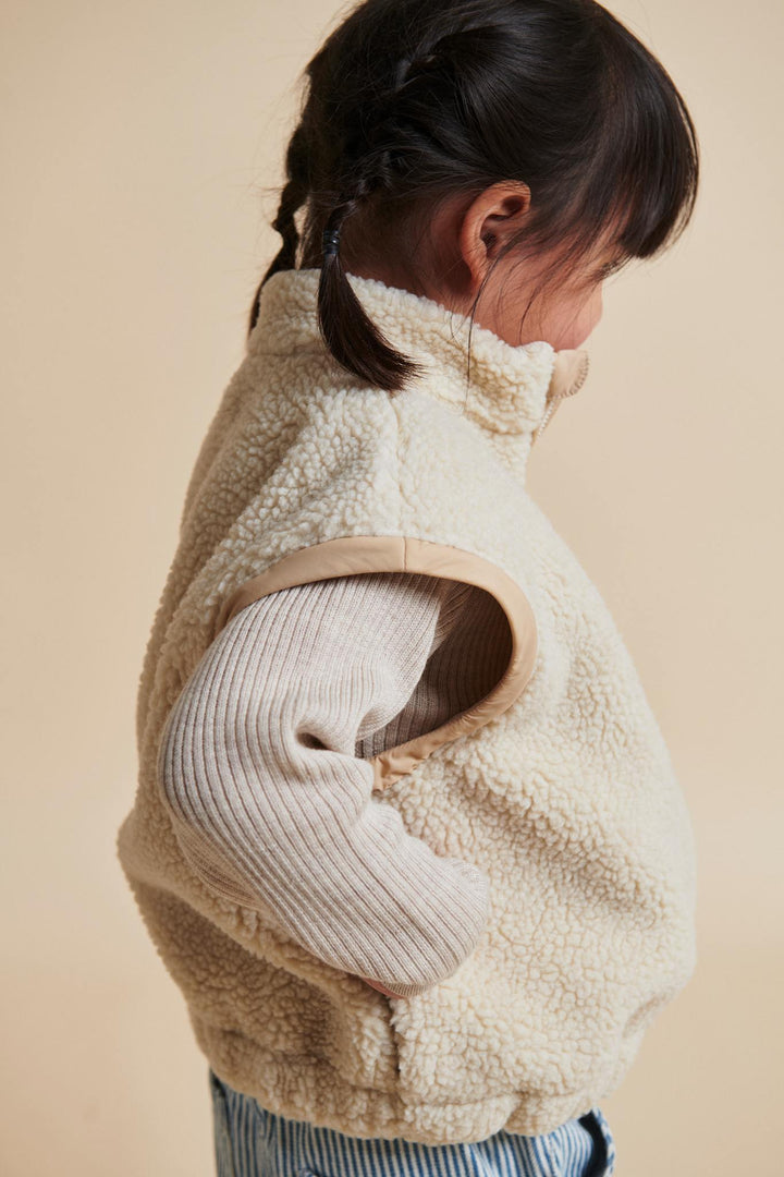 TEDDY JACKET W. REMOVABLE SLEEVES - CREAM COMB.