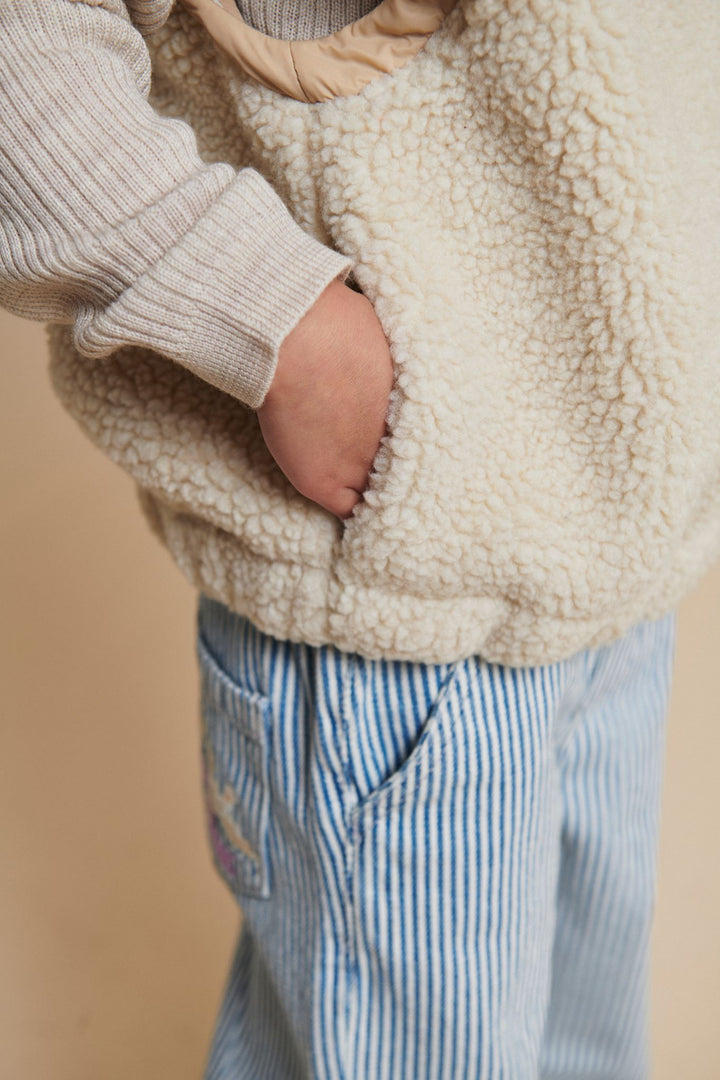 TEDDY JACKET W. REMOVABLE SLEEVES - CREAM COMB.