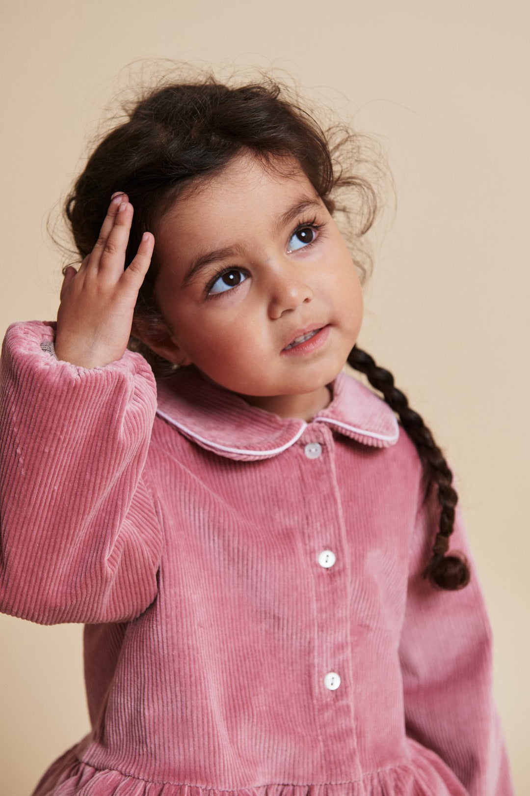 CORDUROY BLOUSE W. EMB. - ROSE COMB