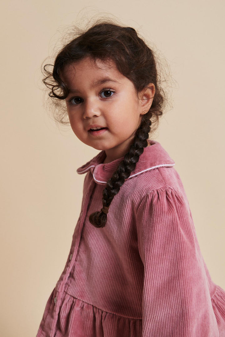 CORDUROY BLOUSE W. EMB. - ROSE COMB