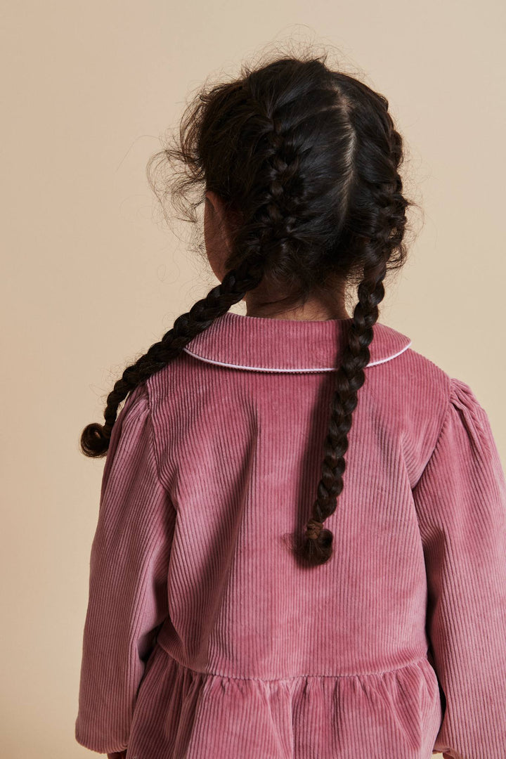 CORDUROY BLOUSE W. EMB. - ROSE COMB