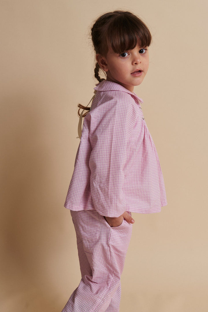 HOUNDSTOOTH PANT W. ADJ WAIST - SYRINGA COMB