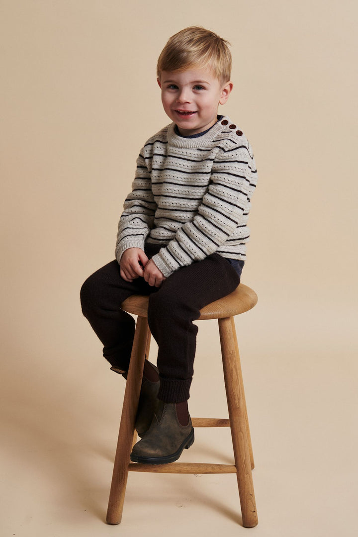 MERINO PATTERN SWEATER - PALE CREAM MEL./DK BROWN COMB