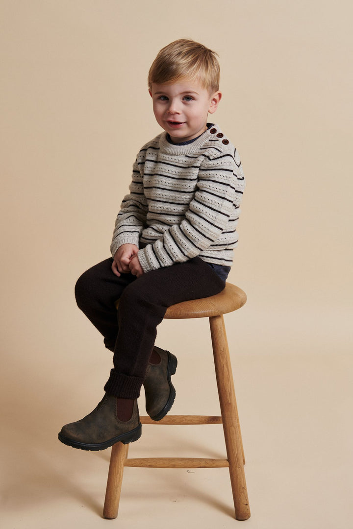 MERINO PATTERN SWEATER - PALE CREAM MEL./DK BROWN COMB