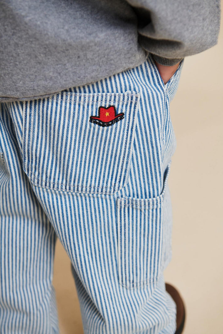 Y/D STRIPE TWILL CARGO PANTS W. ADJ. WAIST - DENIM BLUE STRIPE