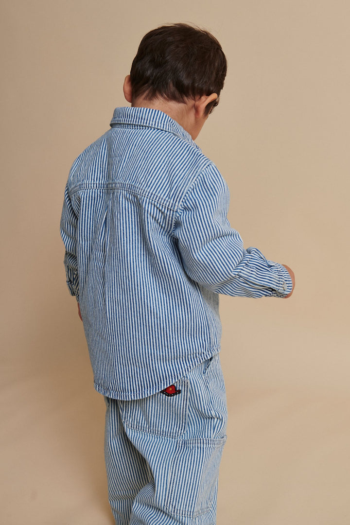 Y/D STRIPE TWILL CARGO PANTS W. ADJ. WAIST - DENIM BLUE STRIPE