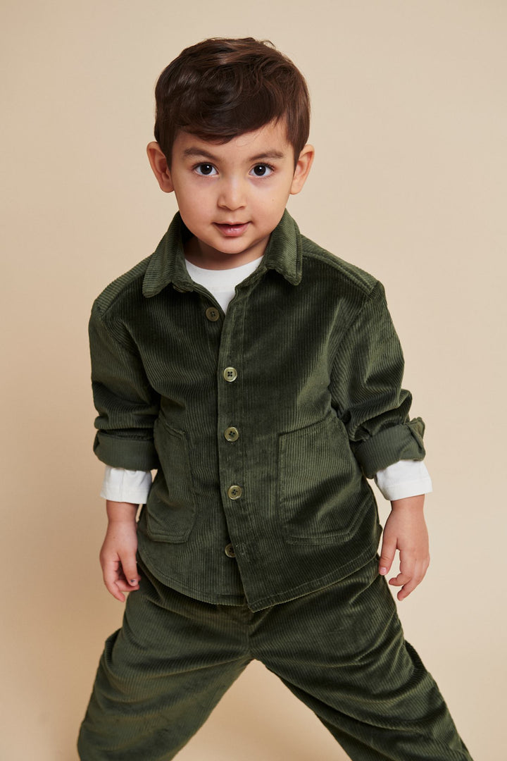 CORDUROY PANT W. ADJ. WAIST - DK GREEN
