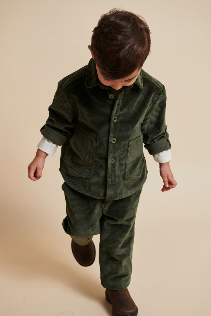 CORDUROY PANT W. ADJ. WAIST - DK GREEN