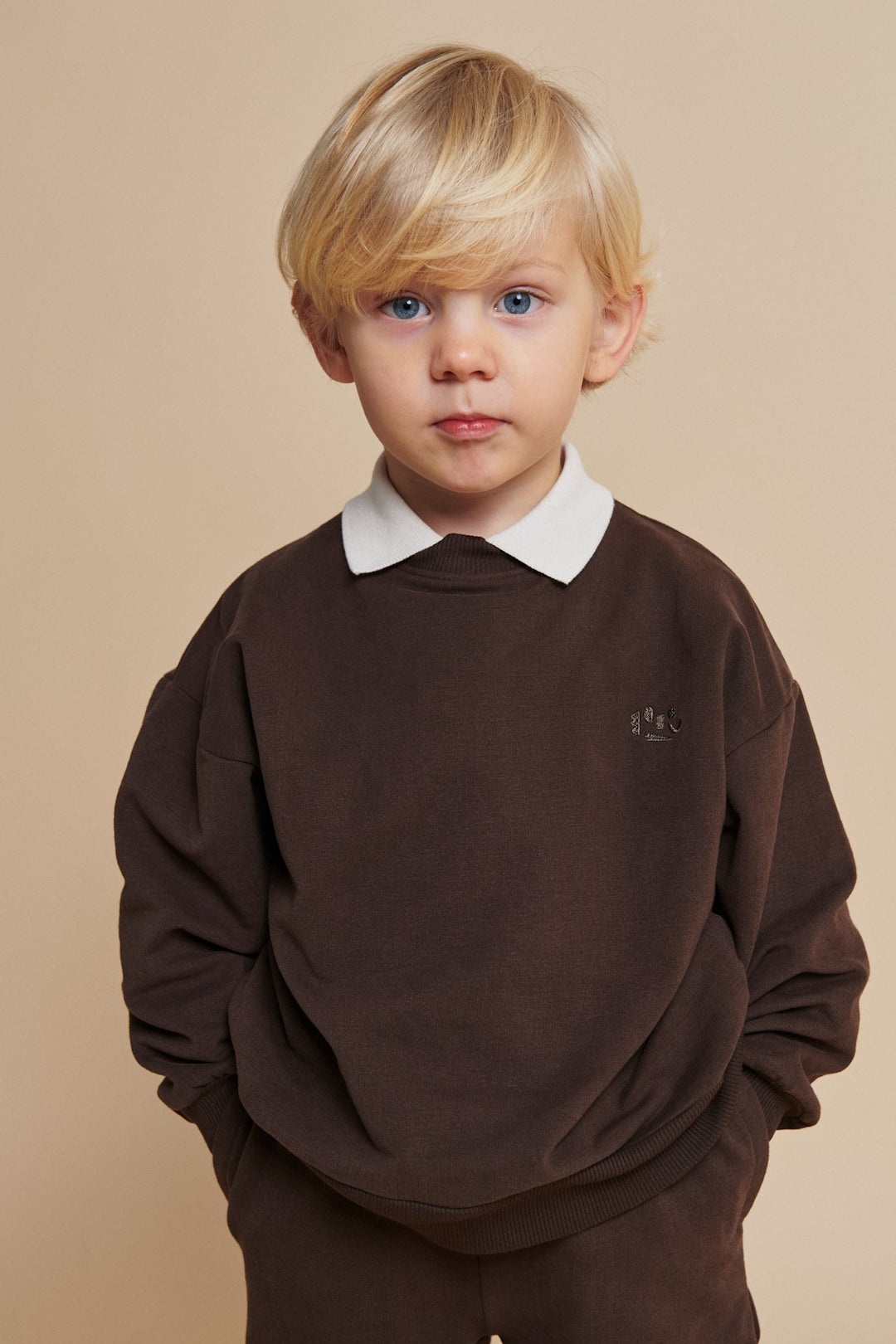 CLASSIC SWEATSHIRT W. LOGO EMB. - BROWN MEL