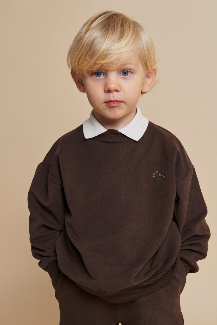 CLASSIC SWEATSHIRT W. LOGO EMB. - BROWN MEL