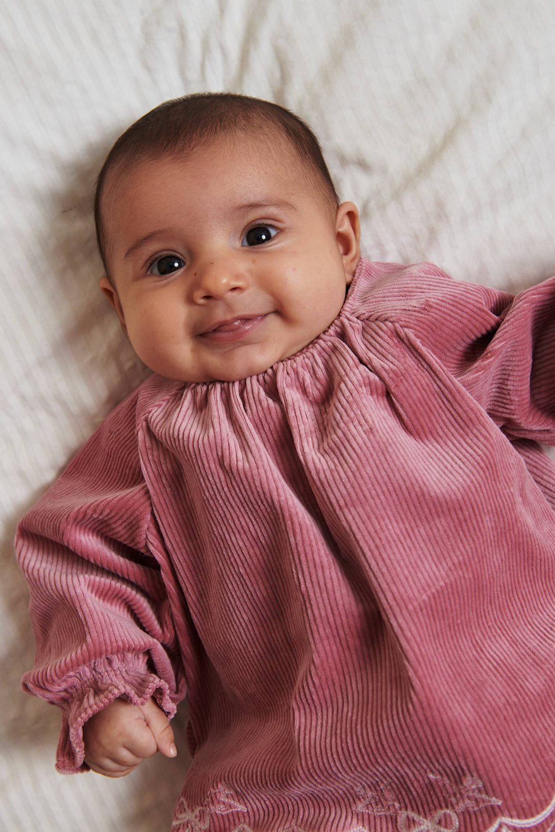 CORDUROY BABY SET W. EMB. - ROSE COMB