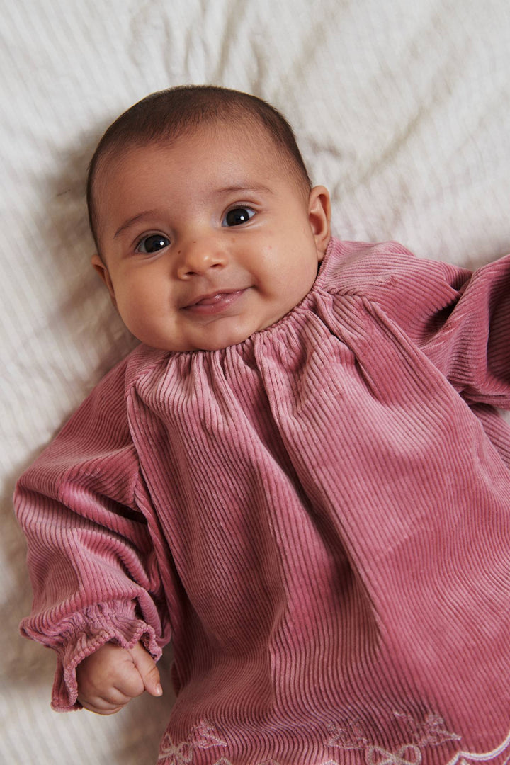 CORDUROY BABY SET W. EMB. - ROSE COMB