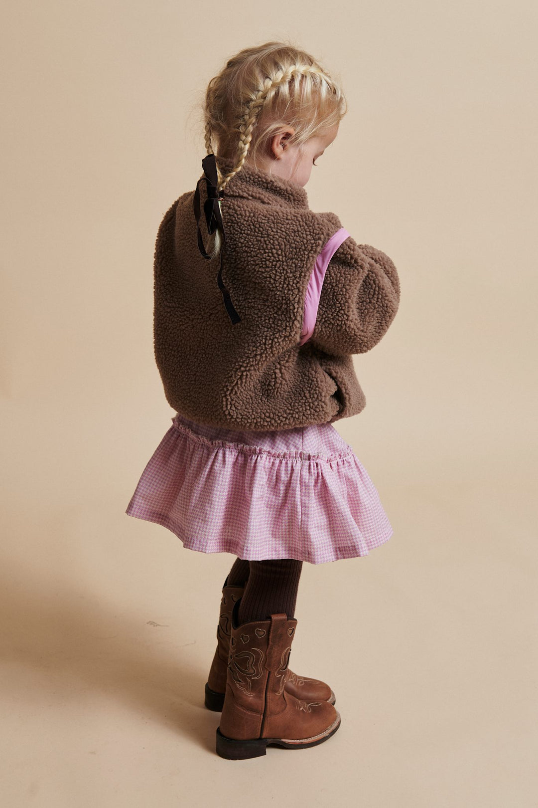 TEDDY JACKET W. REMOVABLE SLEEVES - NATURAL/PINK COMB.