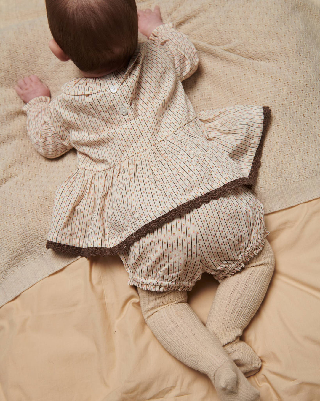 Twill Aop Baby Set Blouse & Bloomers - Sand Flower Print
