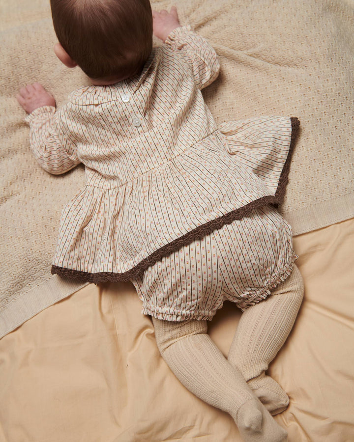 Twill Aop Baby Set Blouse & Bloomers - Sand Flower Print