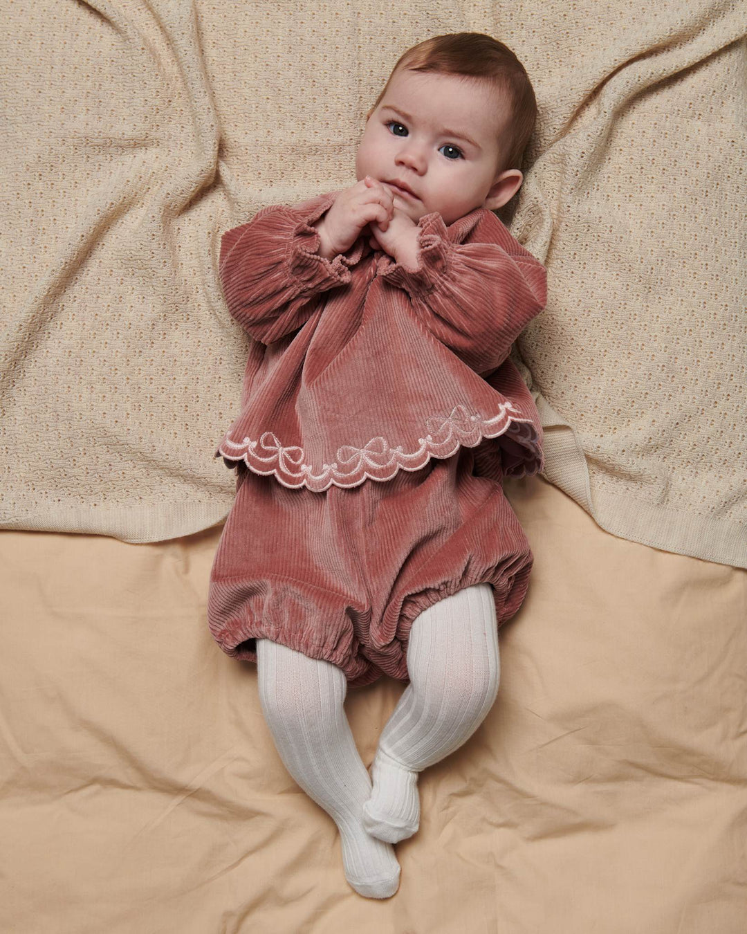 Corduroy Baby Set w. Emb. - Winter Rose