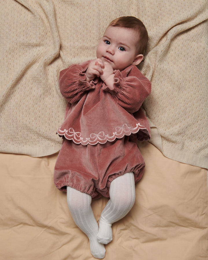 Corduroy Baby Set w. Emb. - Winter Rose