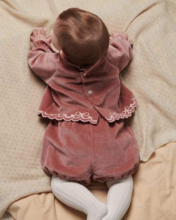 Corduroy Baby Set w. Emb. - Winter Rose