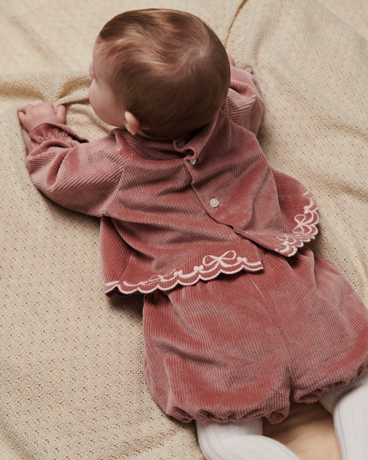 Corduroy Baby Set w. Emb. - Winter Rose
