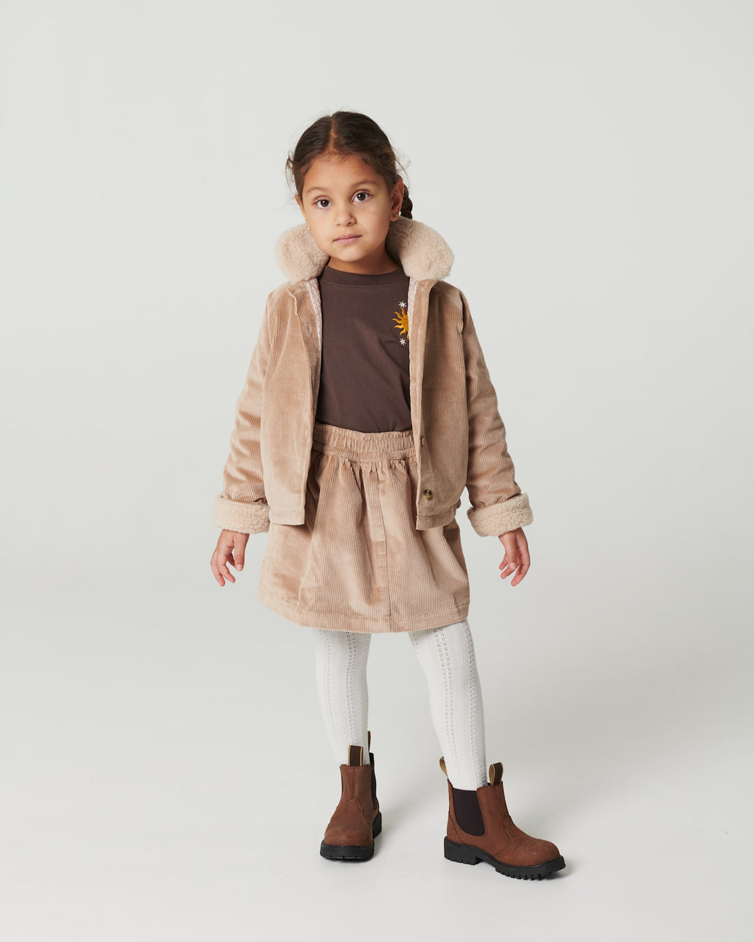 Corduroy Jacket w. Teddy Collar - Beige