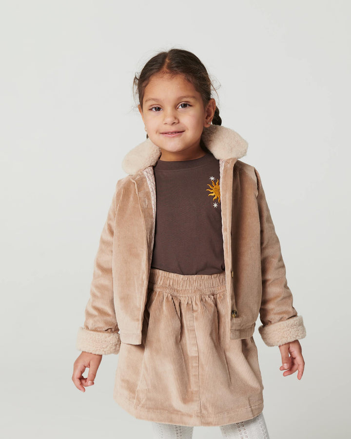 Corduroy Jacket w. Teddy Collar - Beige