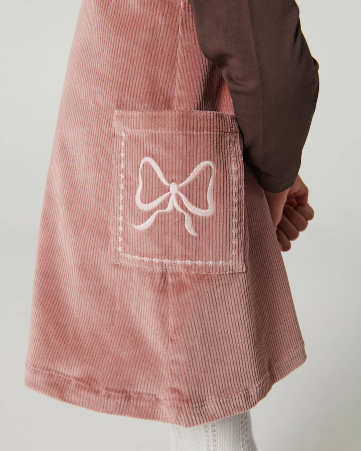 Corduroy Dress w. Embroidery - Winter Rose
