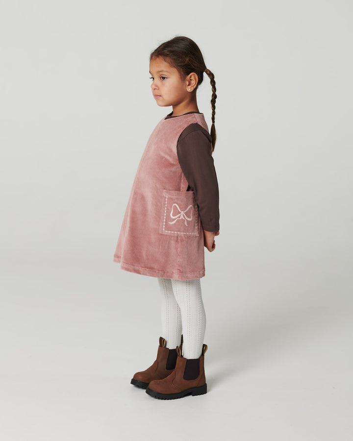 Corduroy Dress w. Embroidery - Winter Rose